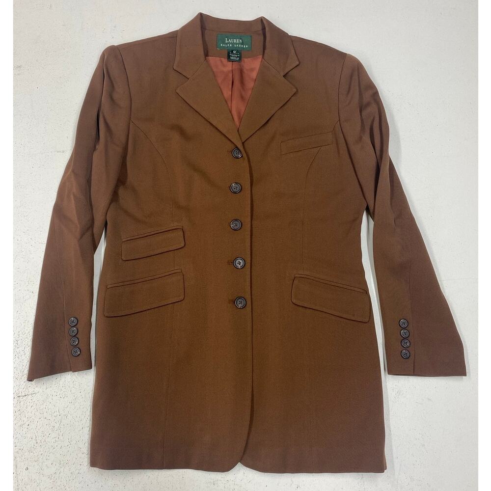 VTG Lauren Ralph Lauren equestrian 2-piece wool pleated jacket pants suit 12 - Picture 2 of 9